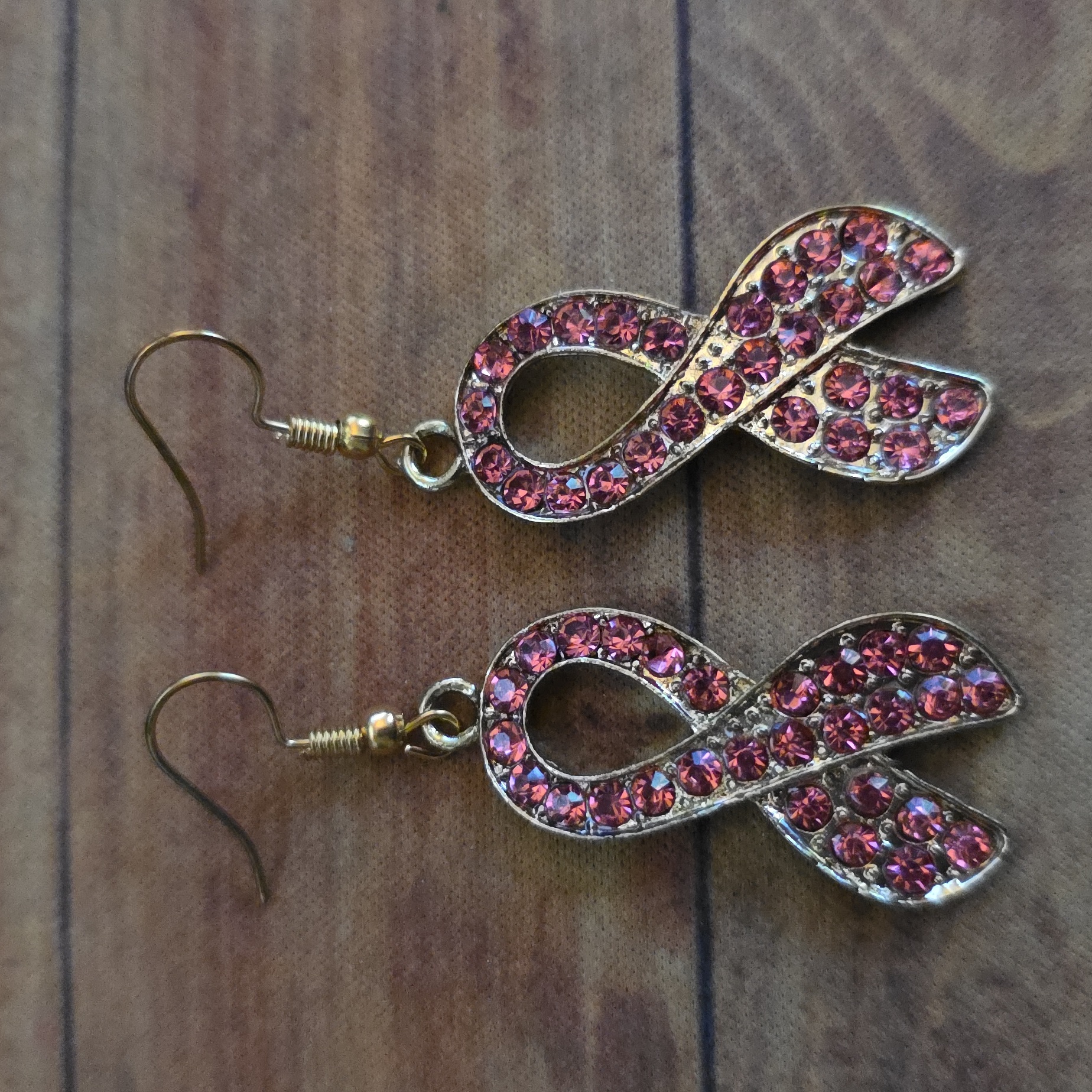 Pink Ribbon Drop Earrings Breast Cancer Awareness Crystal Stone Costume Jewelry 8$